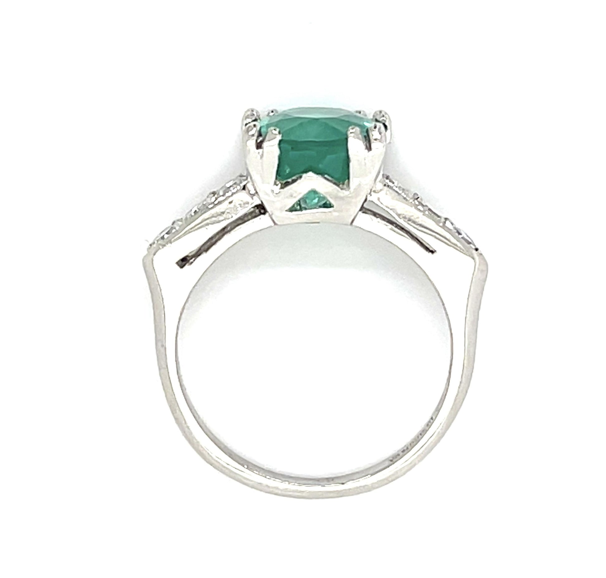 2.45ct Emerald Platinum Ring (Vintage 1950s)