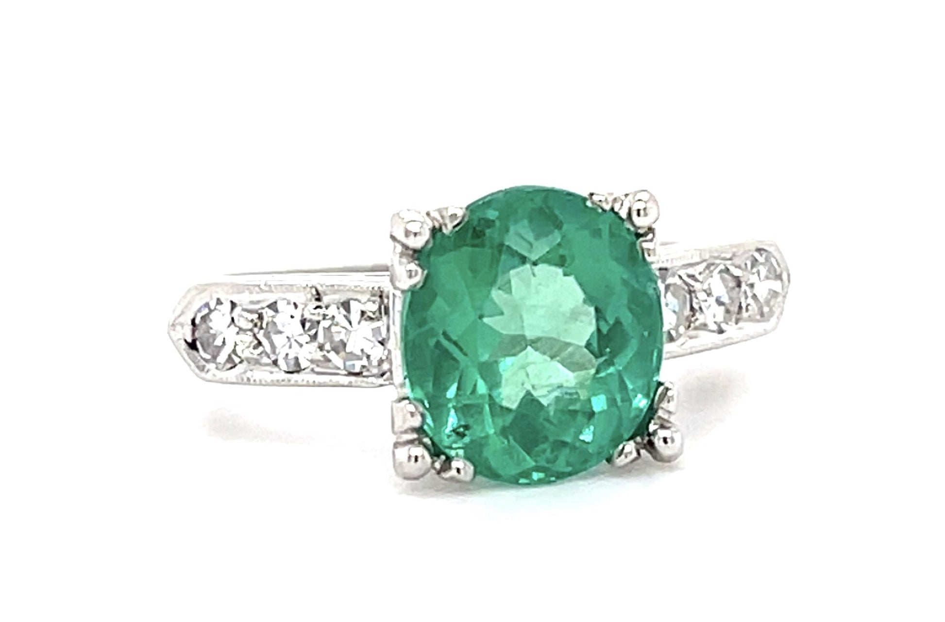 2.45ct Emerald Platinum Ring (Vintage 1950s)