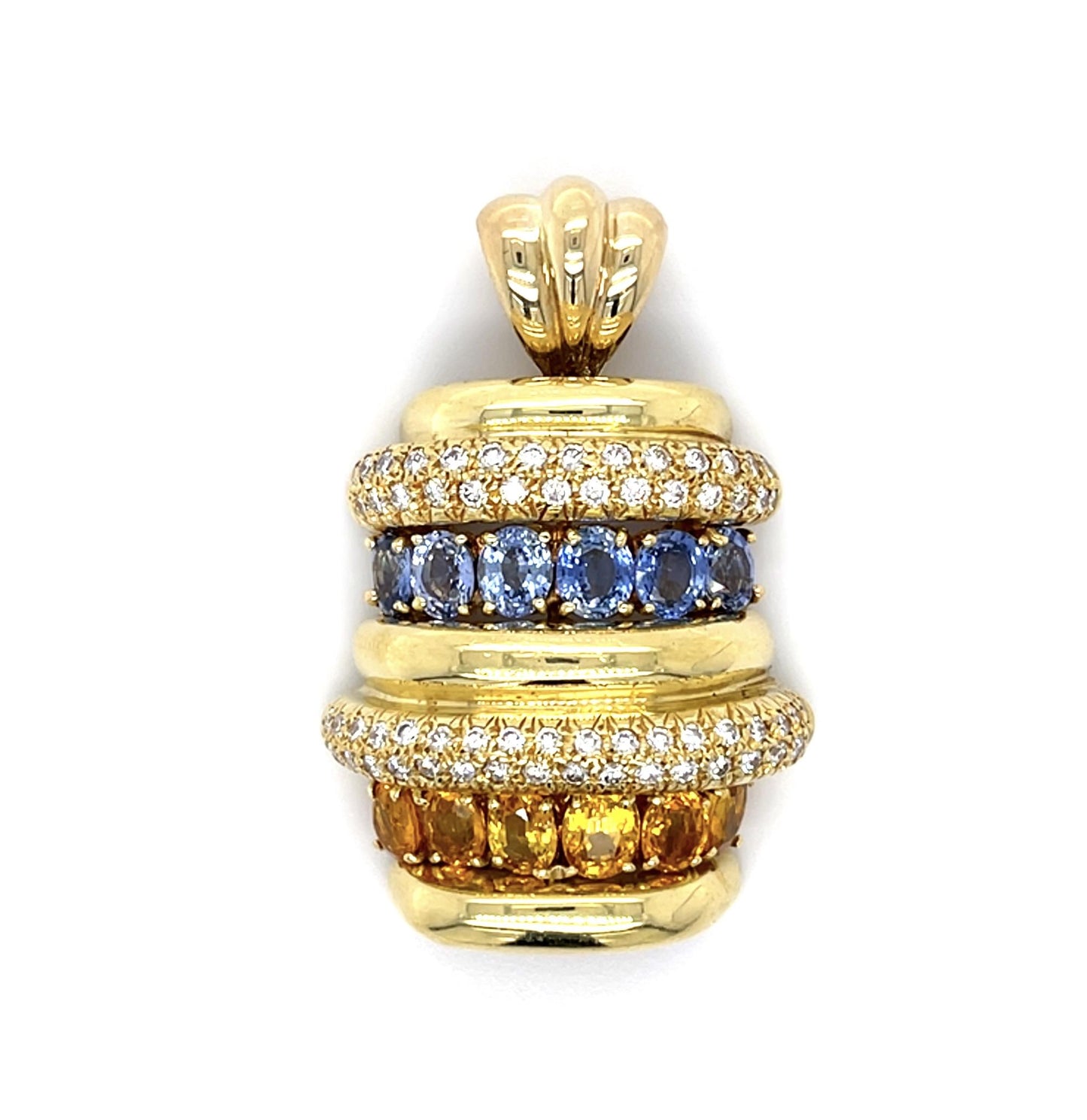 7ct Blue and Yellow Sapphire 18KY Pendant (Vintage 1970s)