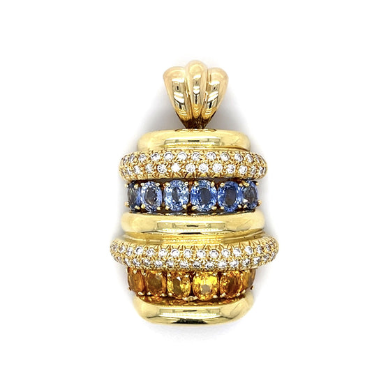 7ct Blue and Yellow Sapphire 18KY Pendant (Vintage 1970s)