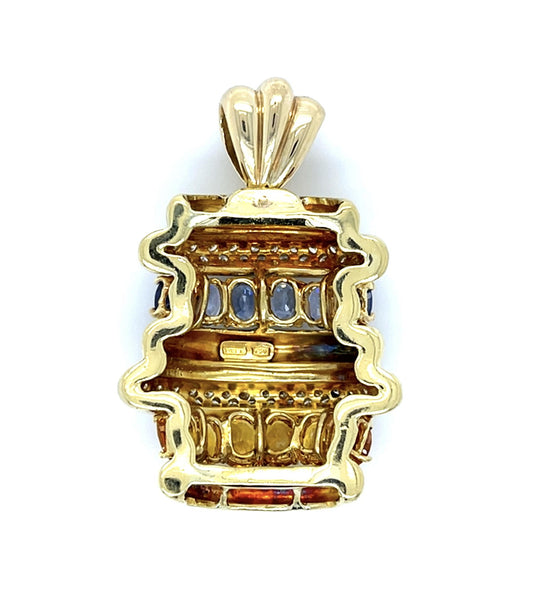 7ct Blue and Yellow Sapphire 18KY Pendant (Vintage 1970s)