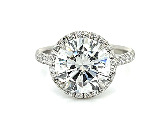 3.37ct H VS1 Round Diamond PT Halo Ring