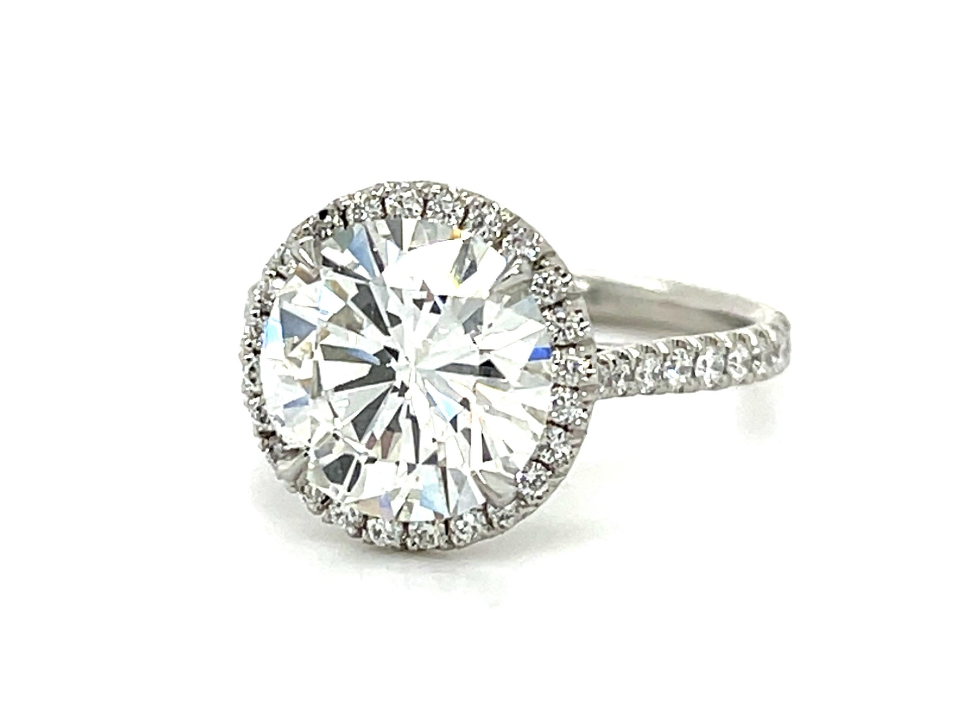 3.37ct H VS1 Round Diamond PT Halo Ring