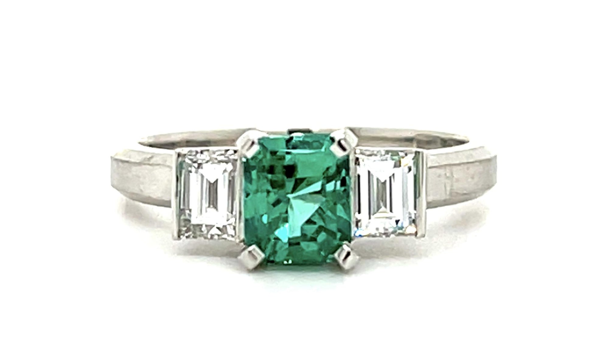 .85ct Colombian Emerald-cut Emerald (No Cert) Platinum Ring (Vintage 1960s)
