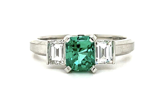 .85ct Colombian Emerald-cut Emerald (No Cert) Platinum Ring (Vintage 1960s)