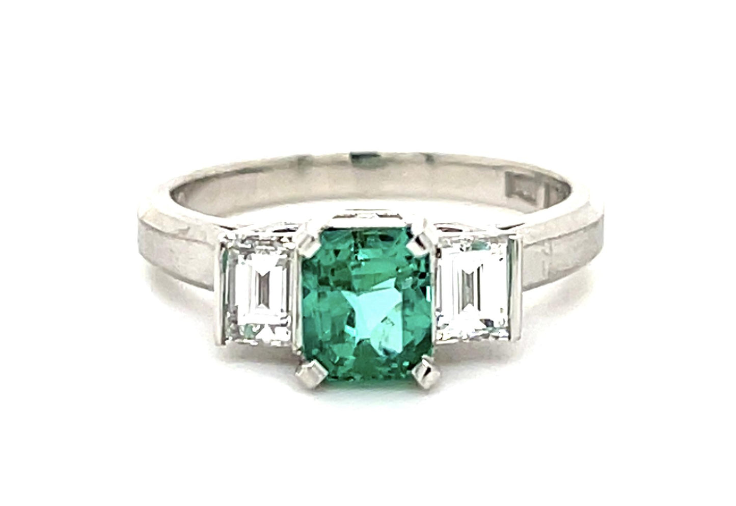 .85ct Colombian Emerald-cut Emerald (No Cert) Platinum Ring (Vintage 1960s)