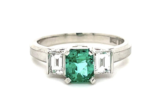 .85ct Colombian Emerald-cut Emerald (No Cert) Platinum Ring (Vintage 1960s)