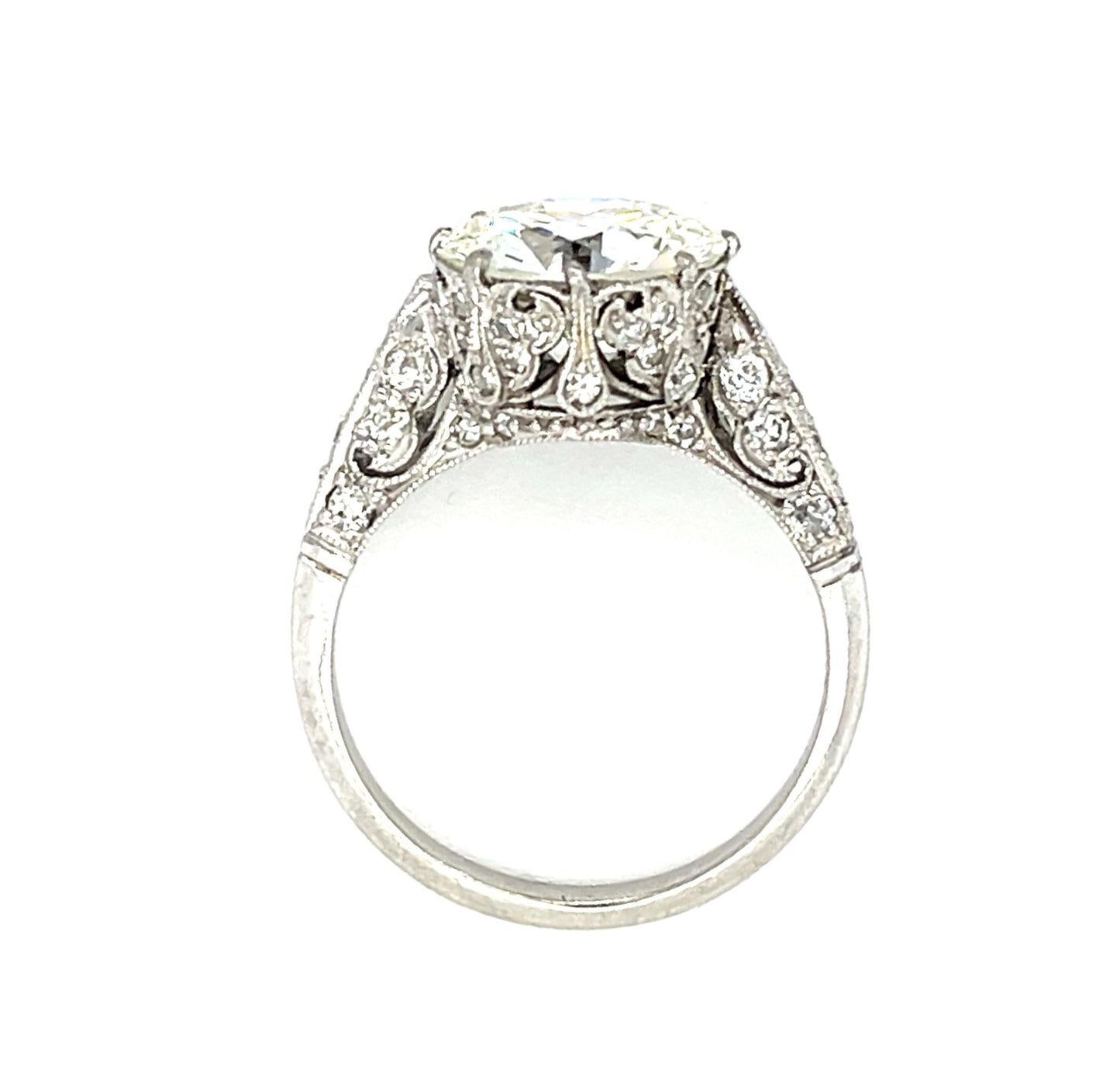 Art Deco 3.81ct K SI1 Old European Diamond Platinum Handmade Ring