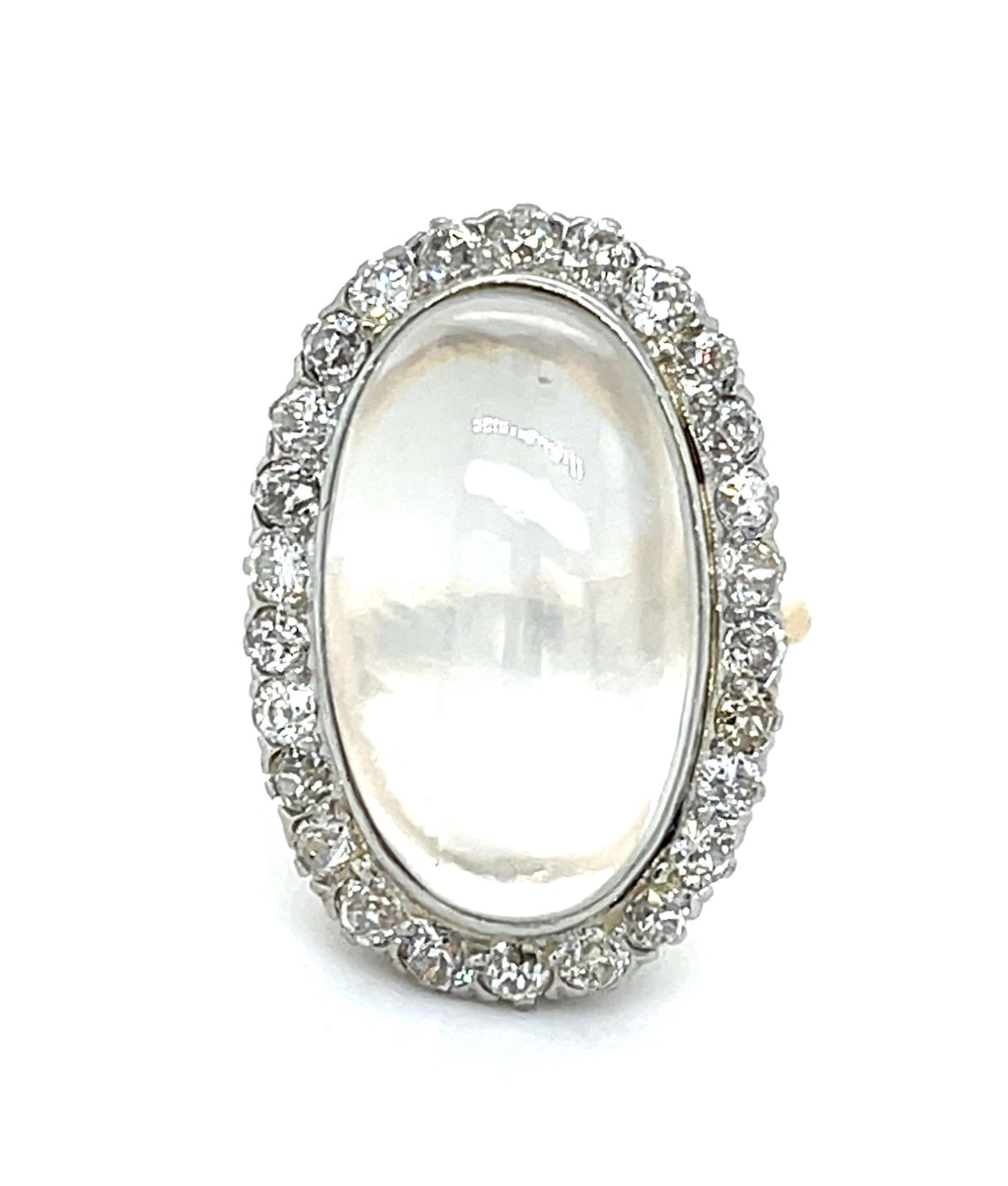 Edwardian 13ct Moonstone 14KY+Platinum Ring (Antique 1900s)