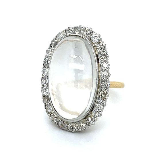 Edwardian 13ct Moonstone 14KY+Platinum Ring (Antique 1900s)