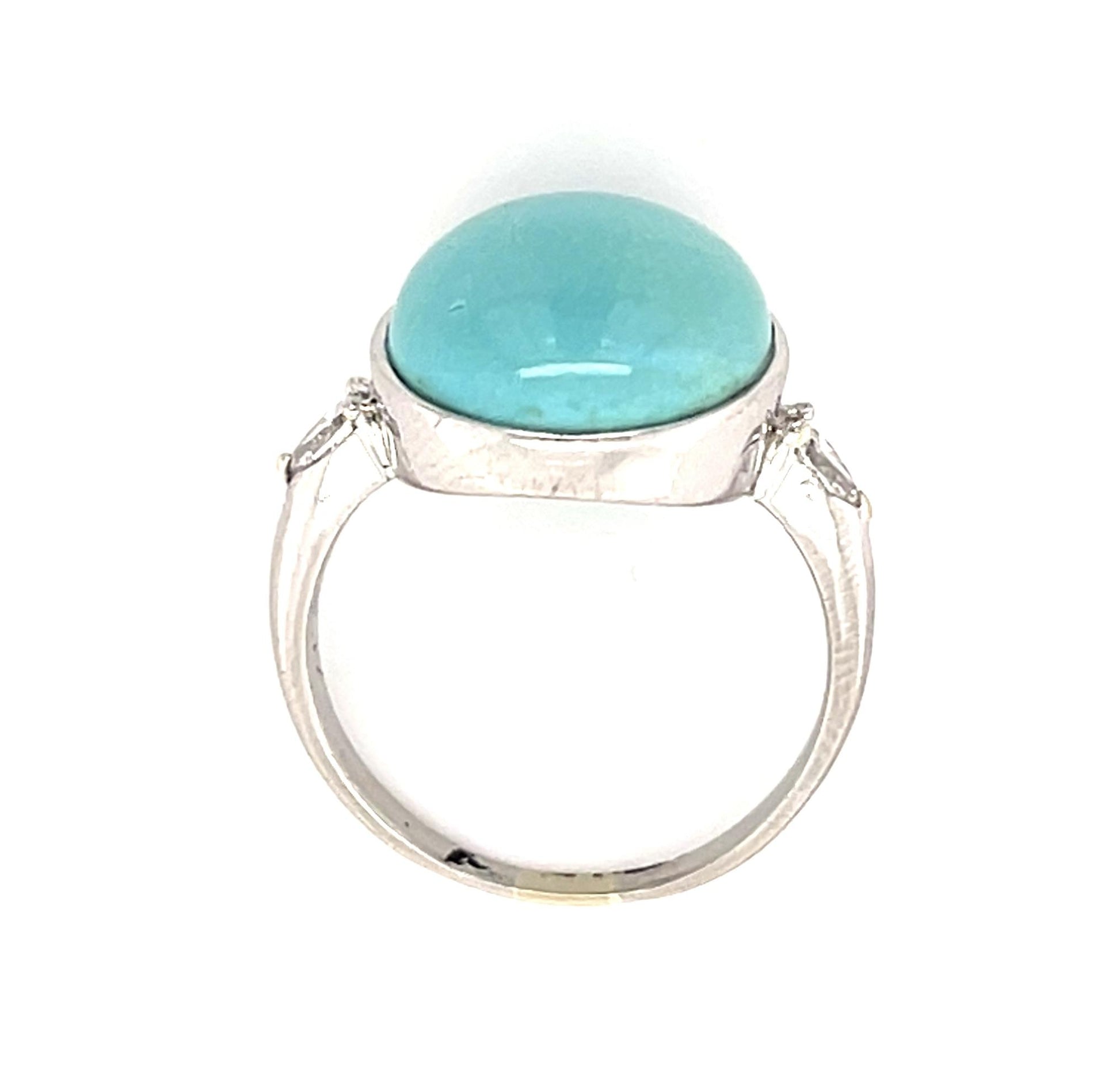 6.50ct Turquoise .17ct Diamond Platinum Ring