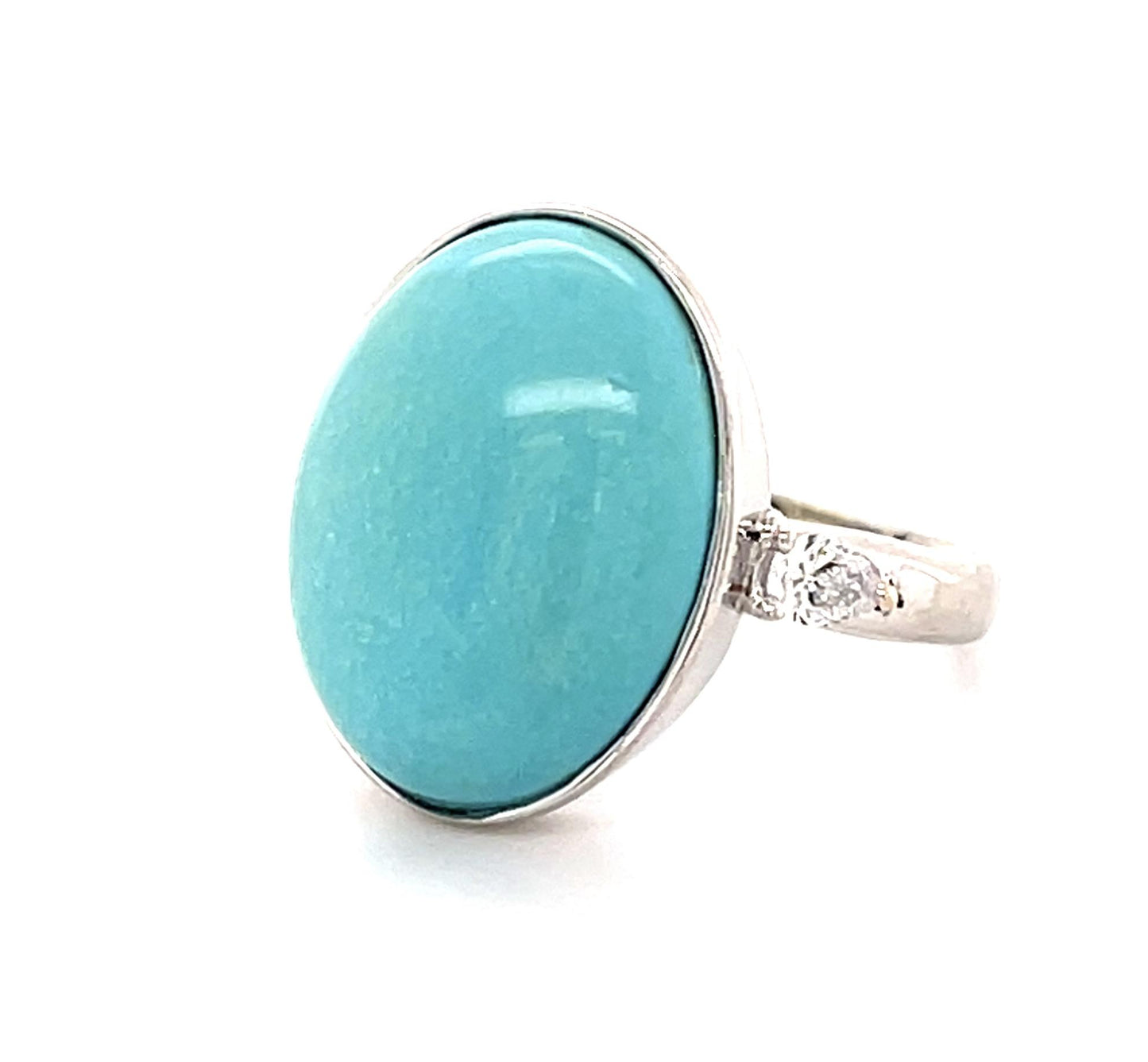 6.50ct Turquoise .17ct Diamond Platinum Ring