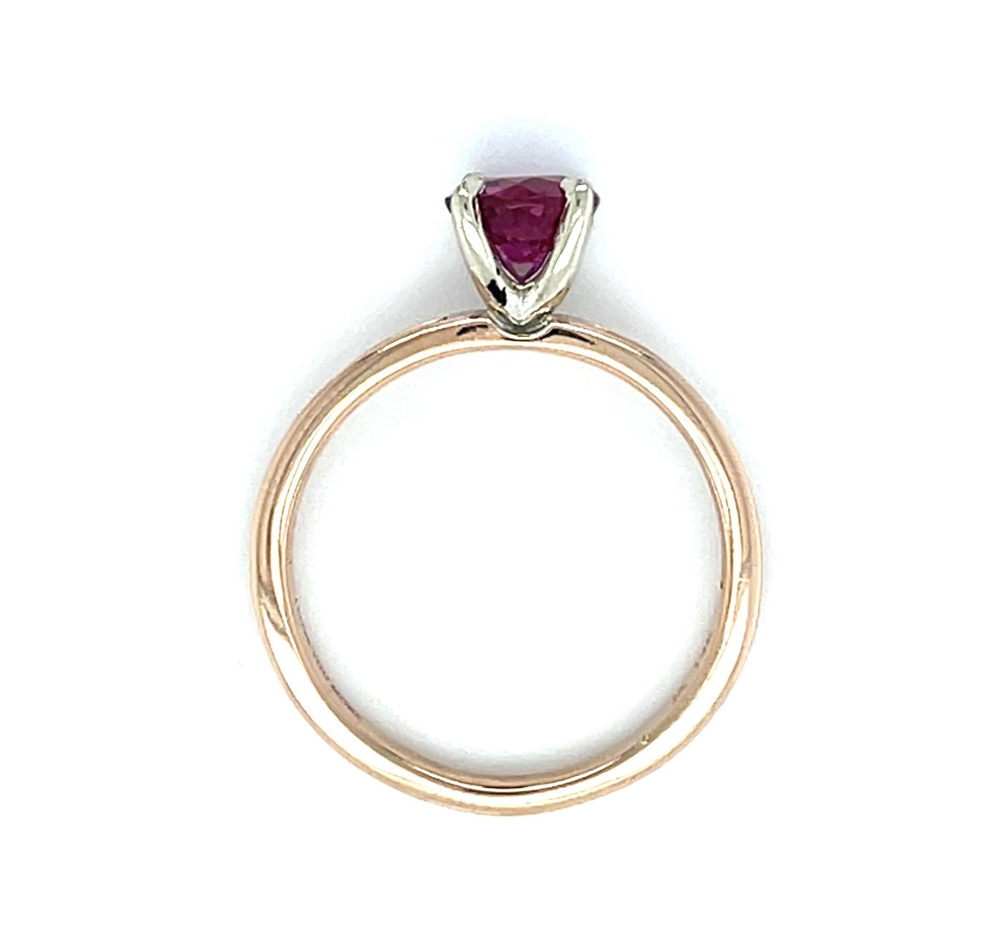 1.12ct Round Ruby 14KY Solitaire Ring
