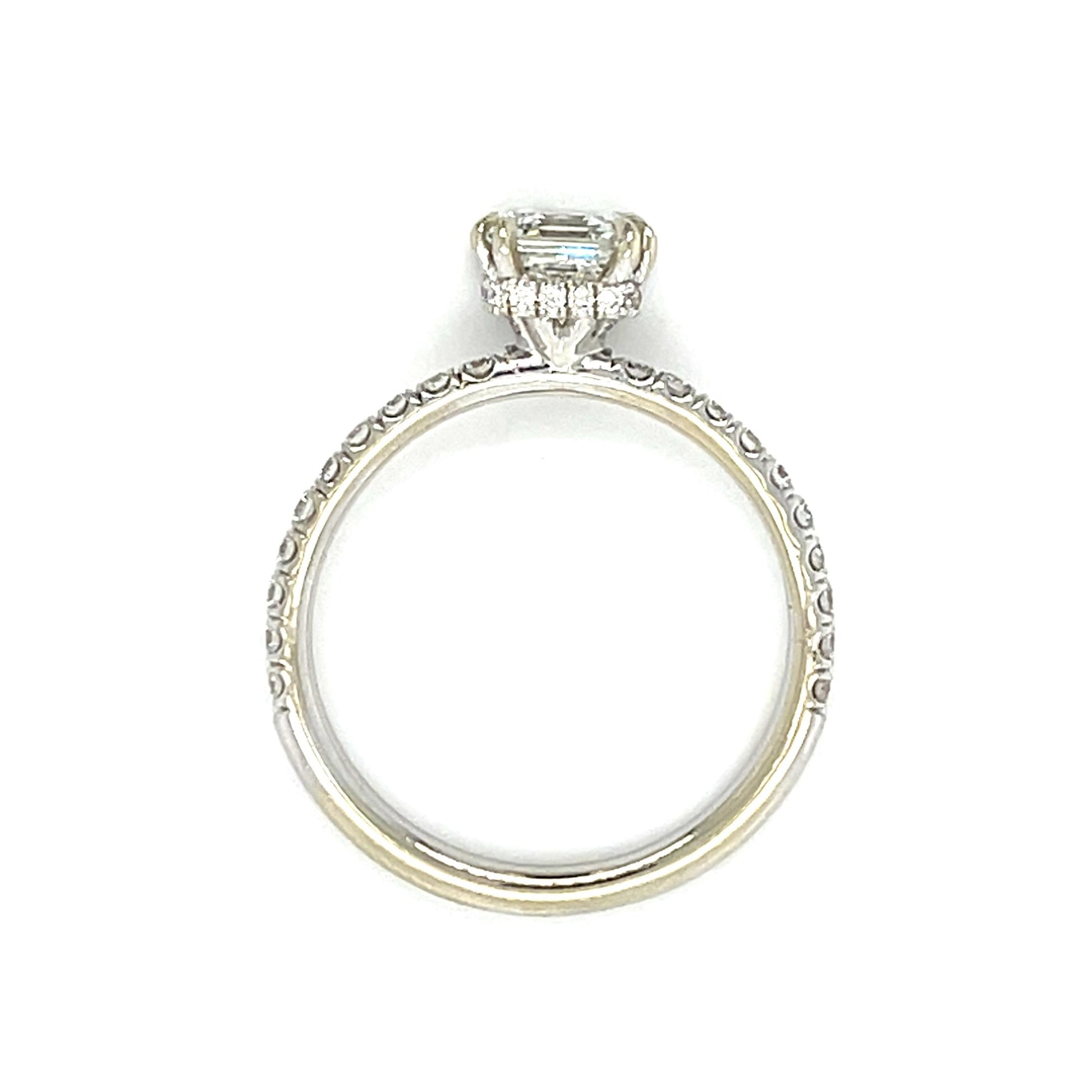 1.20ct Asscher Diamond 14KW Solitaire Ring with Diamonds on Gallery
