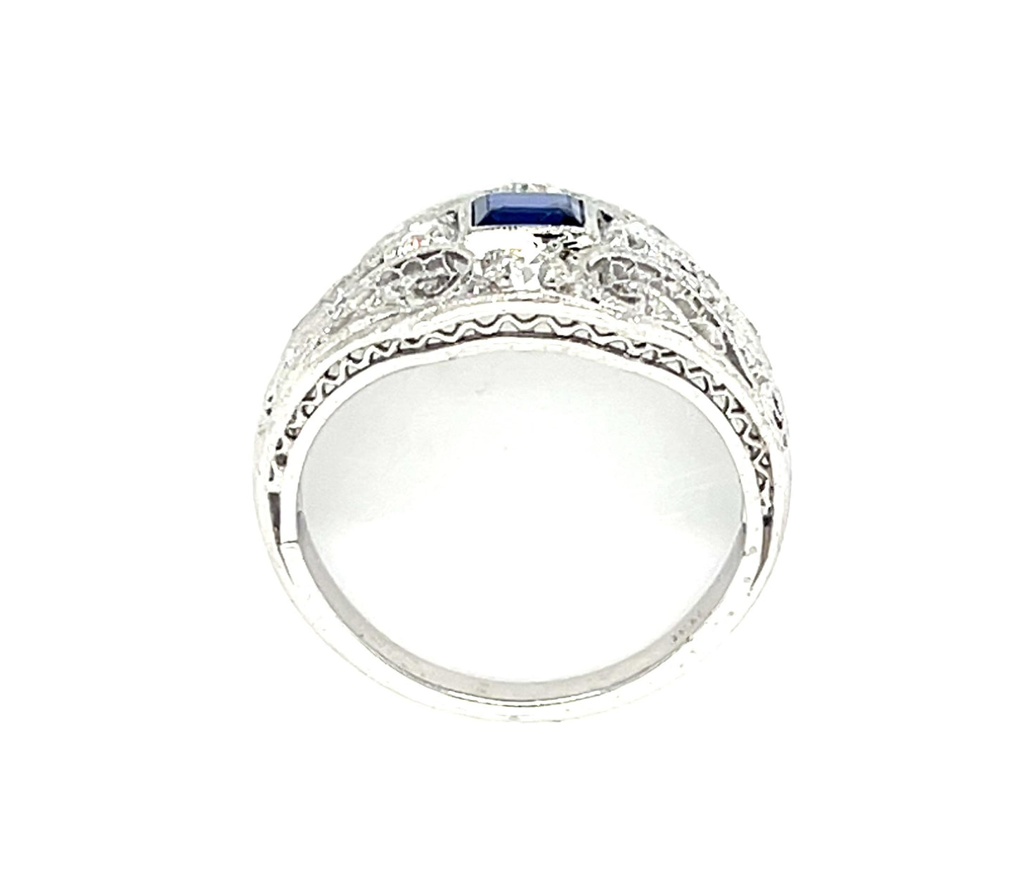 Original Art Deco .40ct No Heat Cambodia Sapphire Platinum Ring (Vintage 1930s)