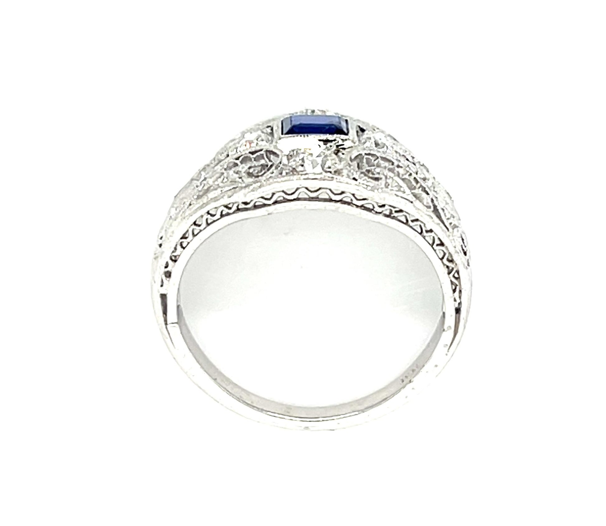 Original Art Deco .40ct No Heat Cambodia Sapphire Platinum Ring (Vintage 1930s)