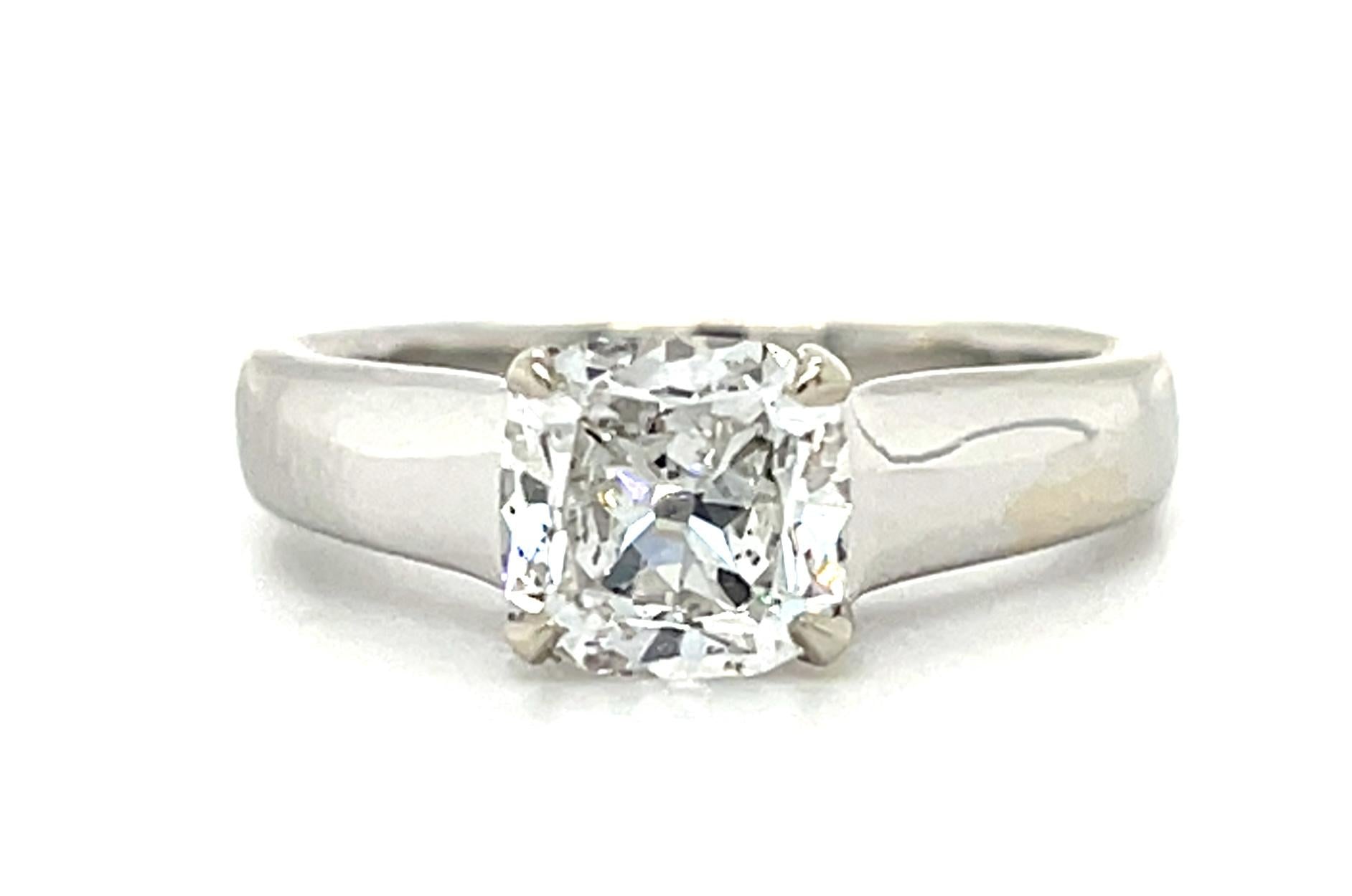 1.24ct F SI2 Antique Cushion Diamond 14KW Ring