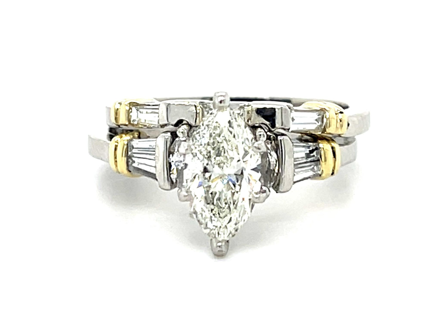 1.33ct F SI1 Marquise Diamond Platinum Ring .70ct SD