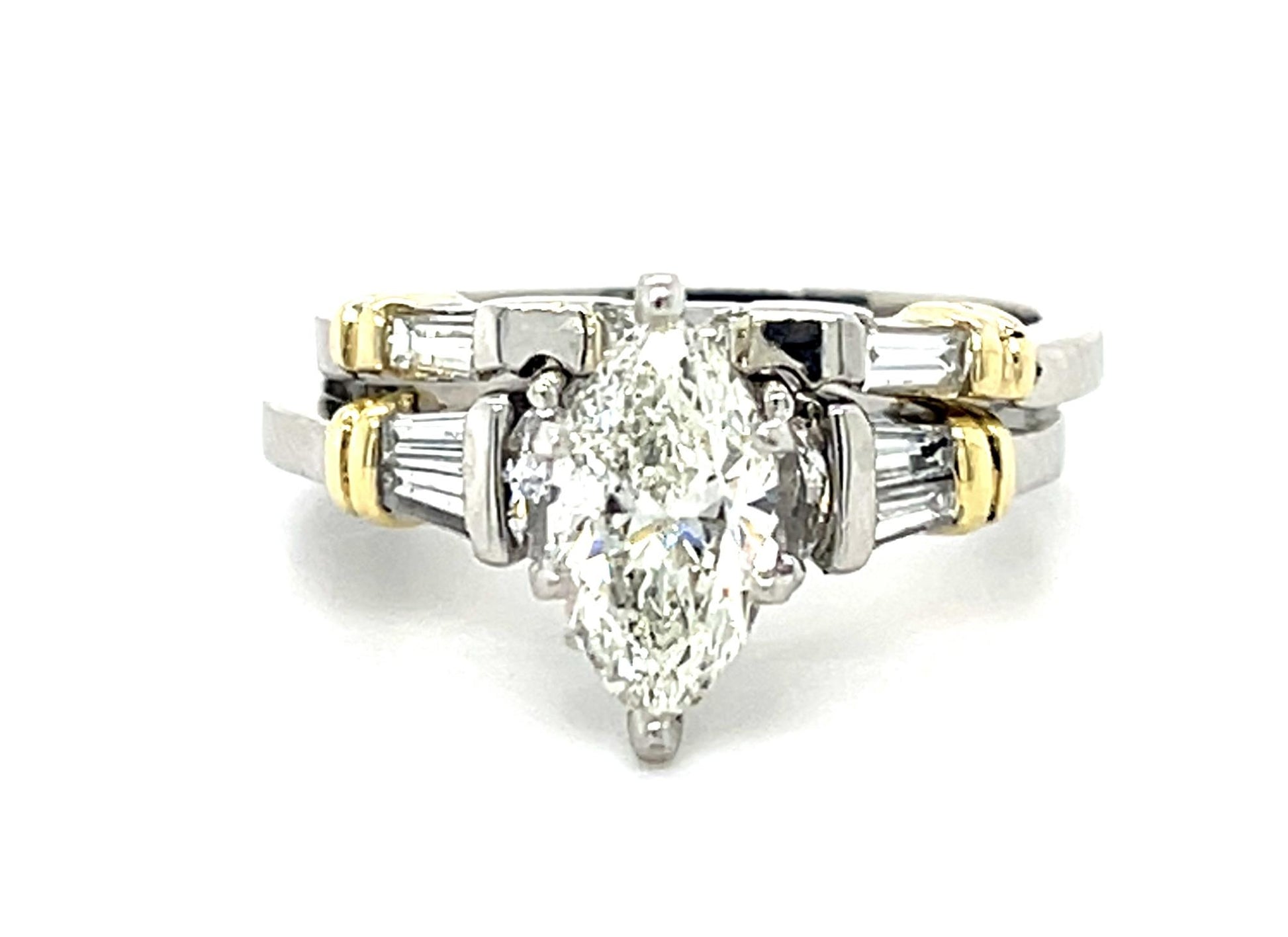 1.33ct F SI1 Marquise Diamond Platinum Ring .70ct SD