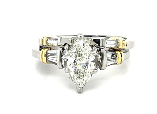 1.33ct F SI1 Marquise Diamond Platinum Ring .70ct SD