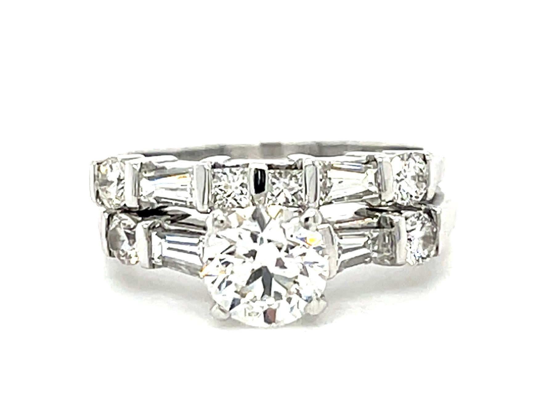 .95ct J SI1 Round Diamond 14KW Wedding Set Ring Band 1ct SD