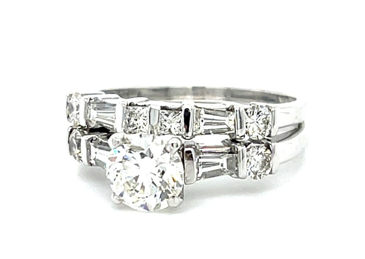 .95ct J SI1 Round Diamond 14KW Wedding Set Ring Band 1ct SD