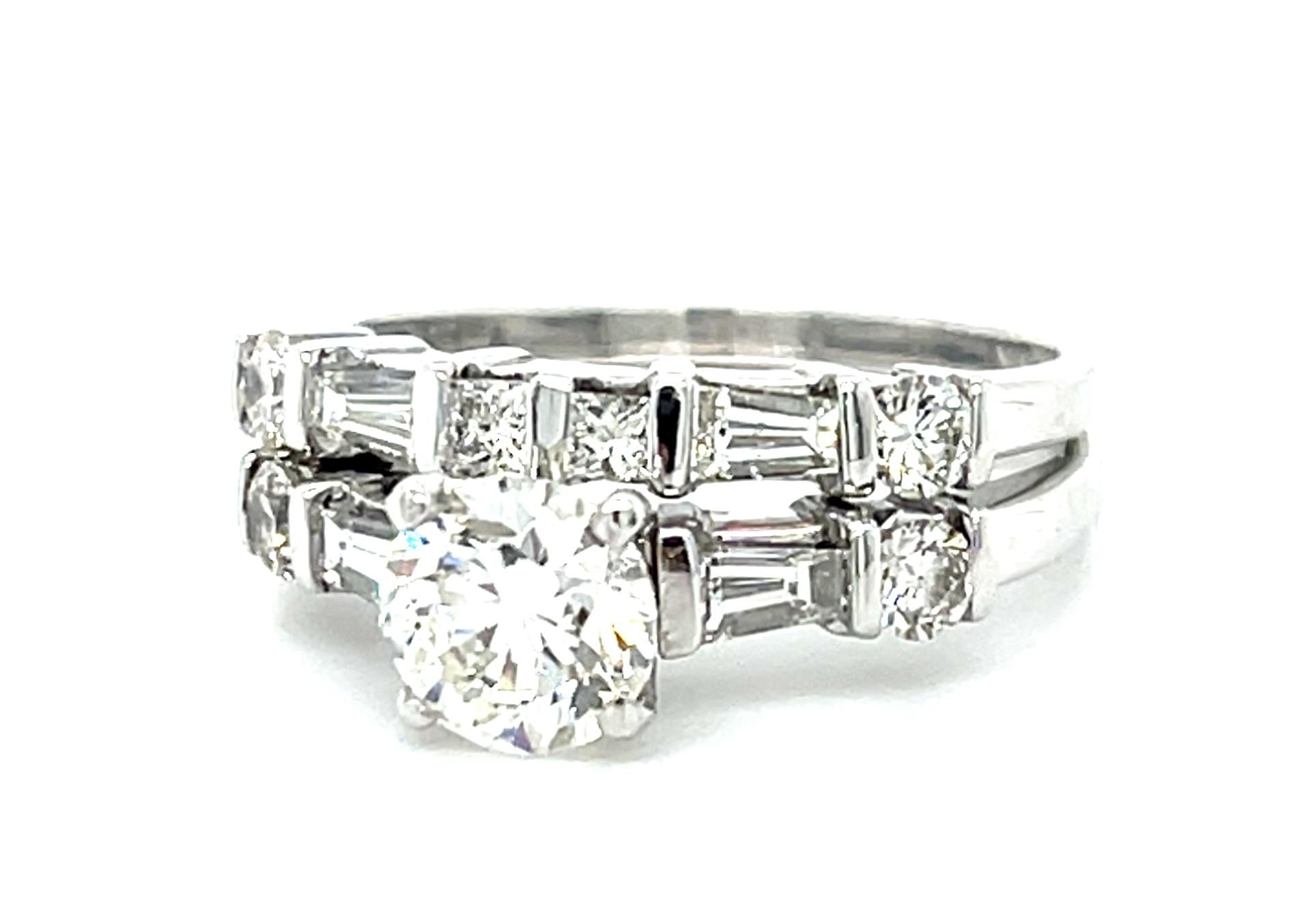 .95ct J SI1 Round Diamond 14KW Wedding Set Ring Band 1ct SD