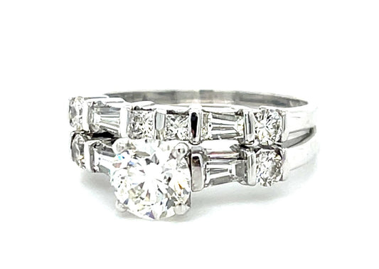 .95ct J SI1 Round Diamond 14KW Wedding Set Ring Band 1ct SD