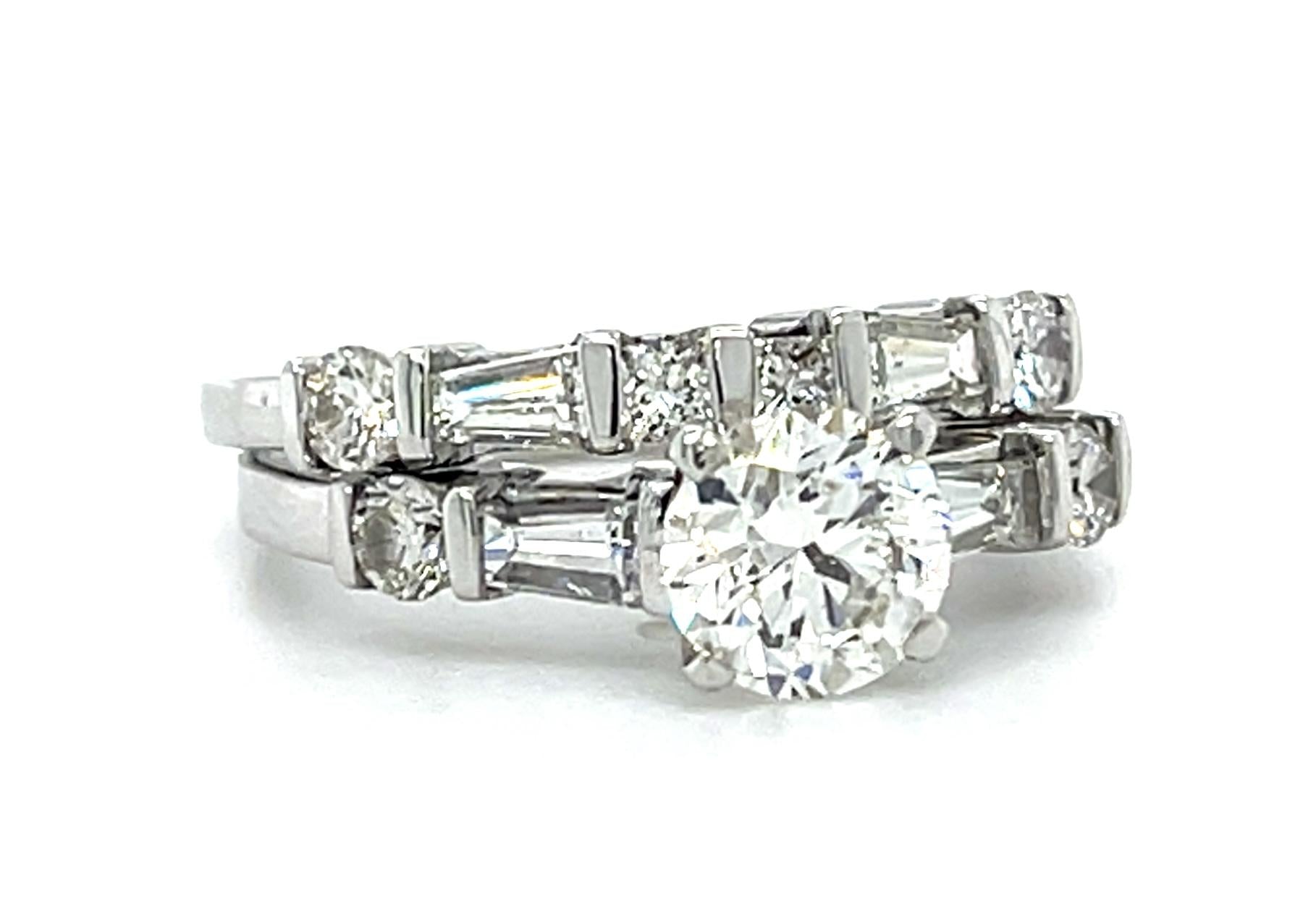 .95ct J SI1 Round Diamond 14KW Wedding Set Ring Band 1ct SD