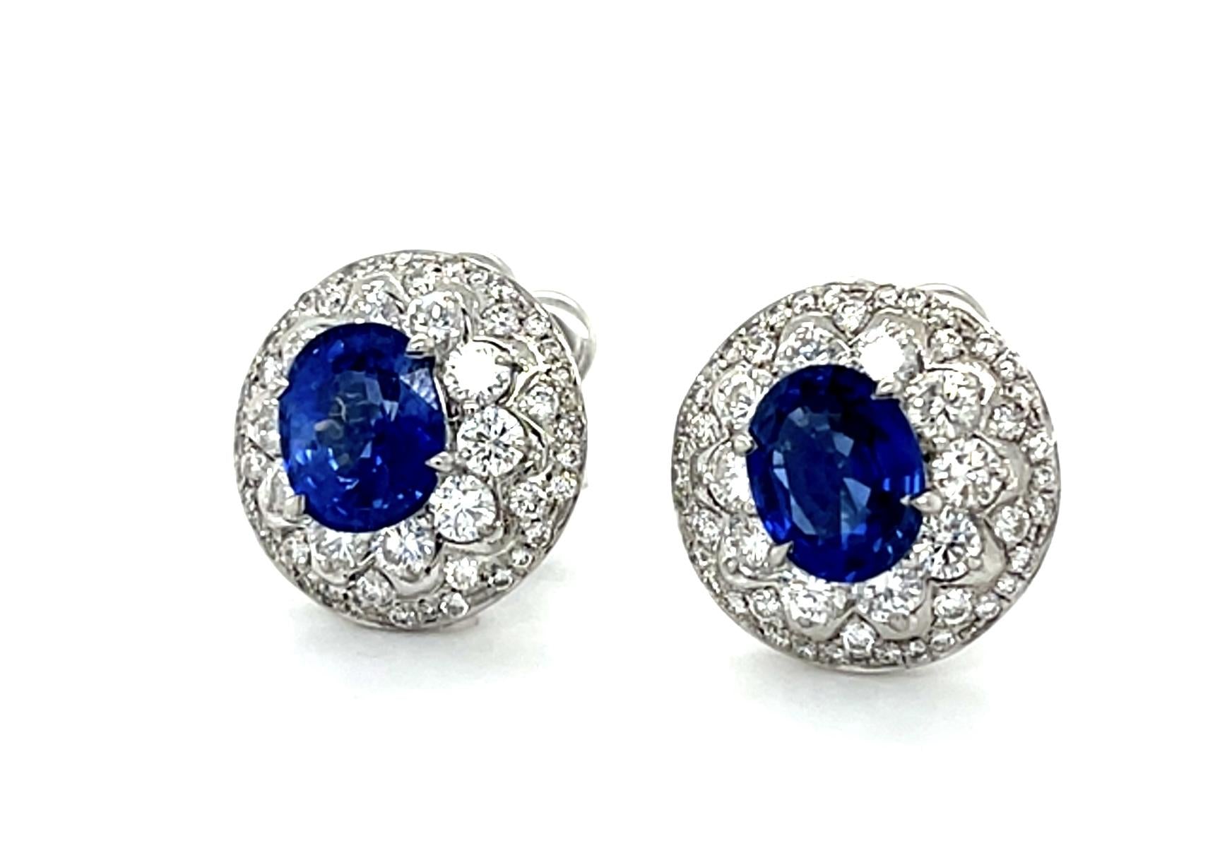 3.26ct Sapphire Platinum Stud Earrings