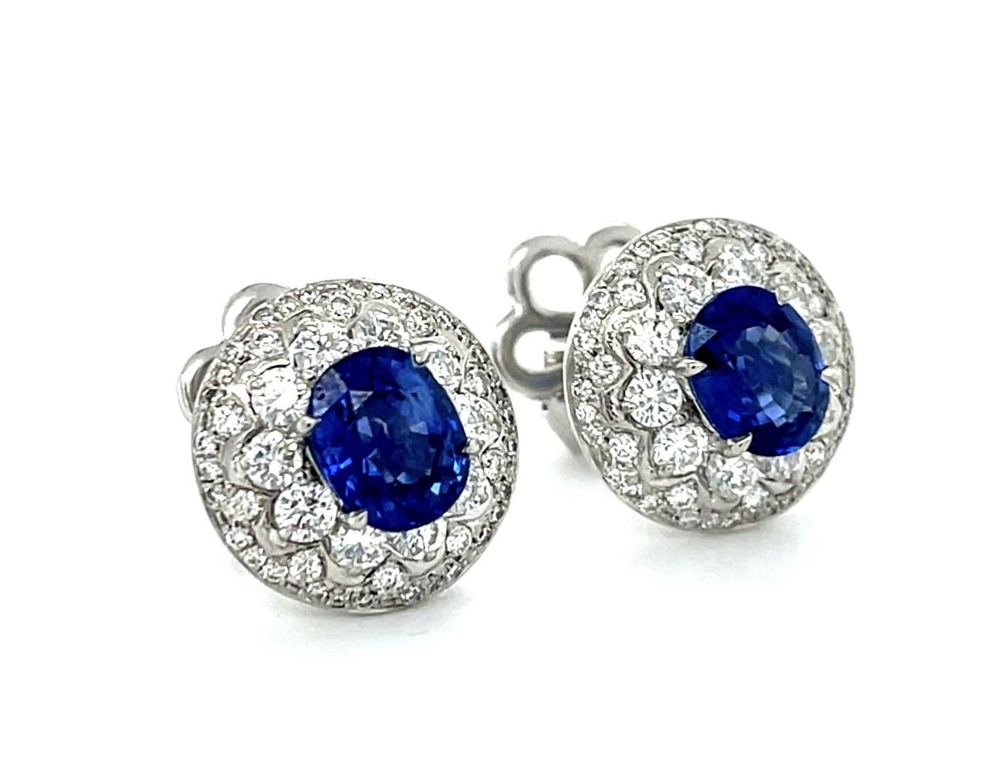 3.26ct Sapphire Platinum Stud Earrings