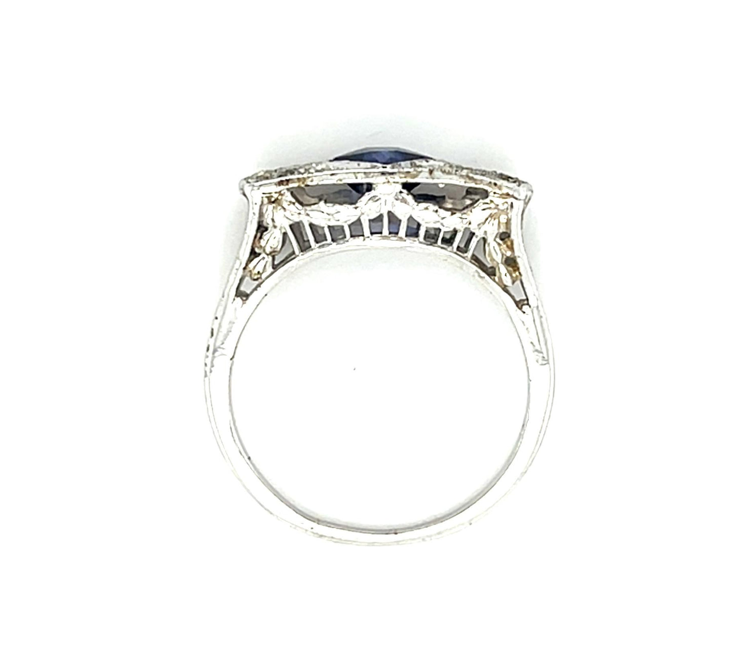 Original Art Deco .24ct Diamond + Blue Stone PT Ring (Antique 1920s)