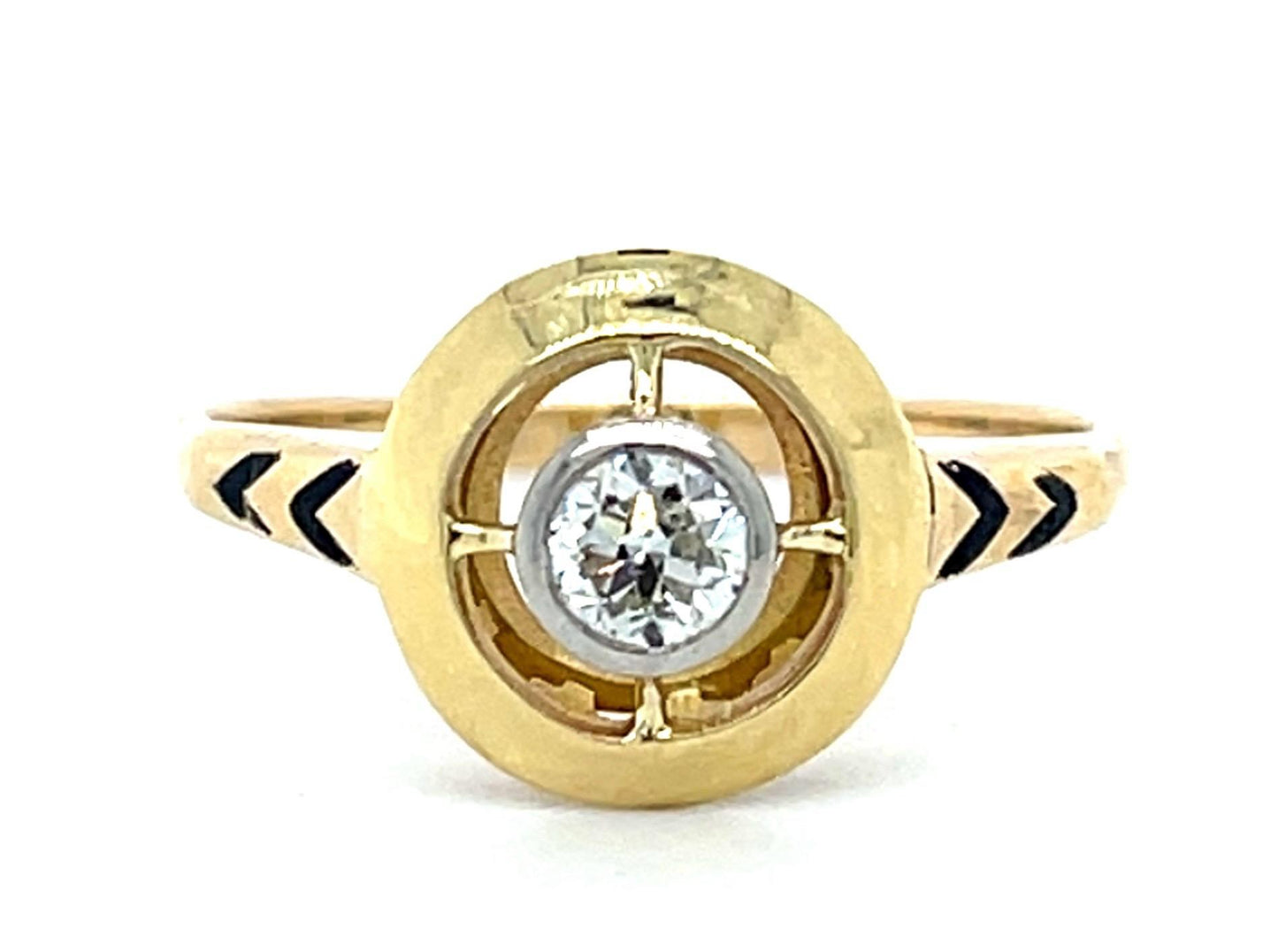 Original Edwardian .22ct Old European Diamond 18KY Ring (Antique 1900s)