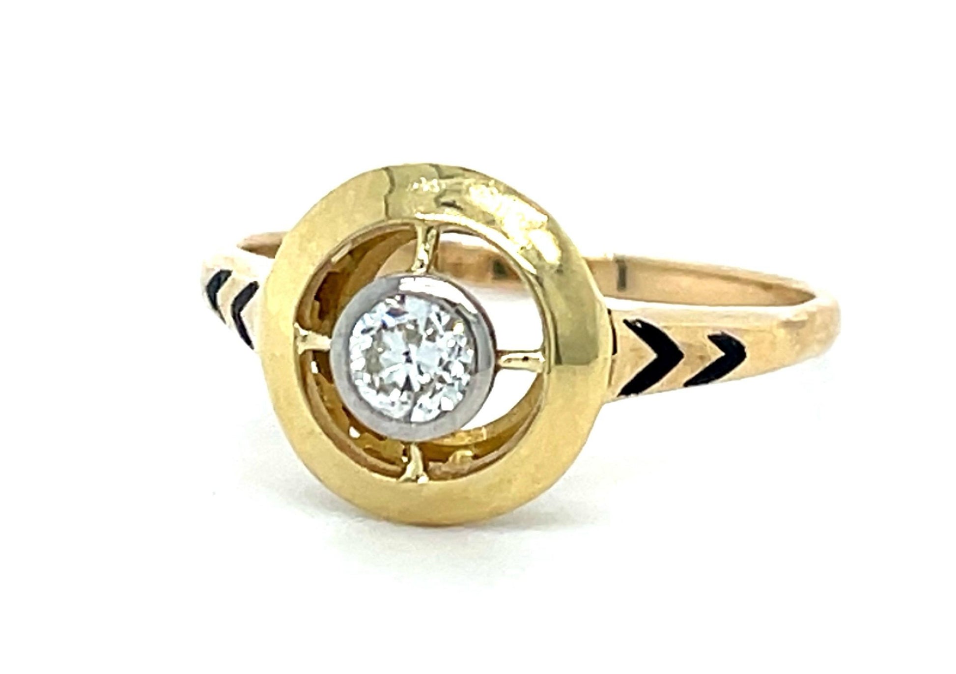 Original Edwardian .22ct Old European Diamond 18KY Ring (Antique 1900s)