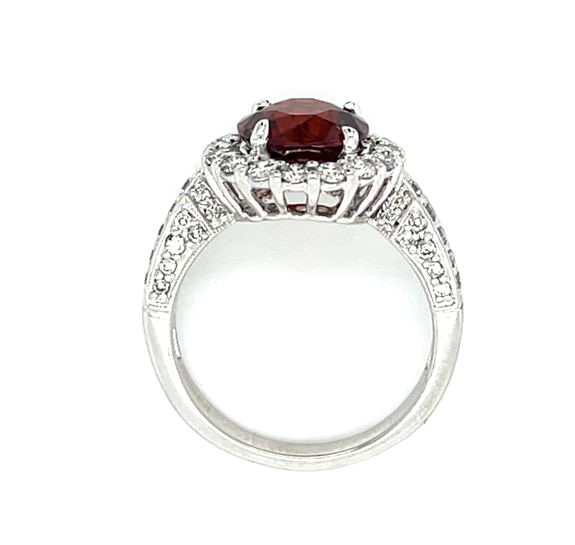 3ct Spessartite Garnet 18KW Ring