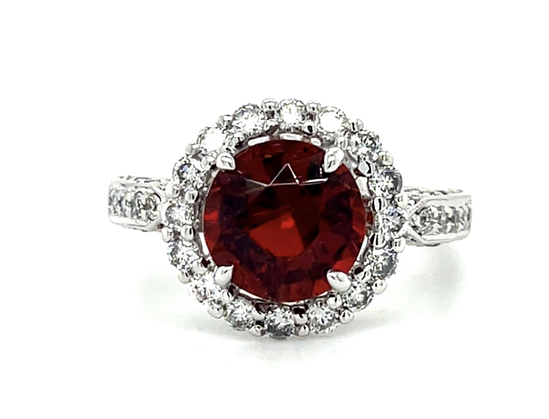 3ct Spessartite Garnet 18KW Ring