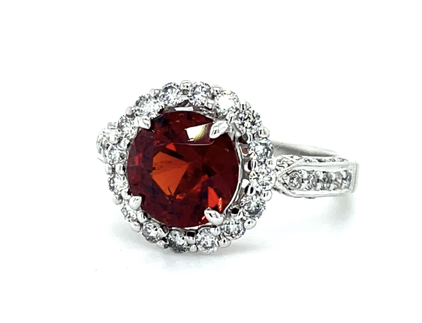 3ct Spessartite Garnet 18KW Ring