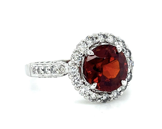 3ct Spessartite Garnet 18KW Ring