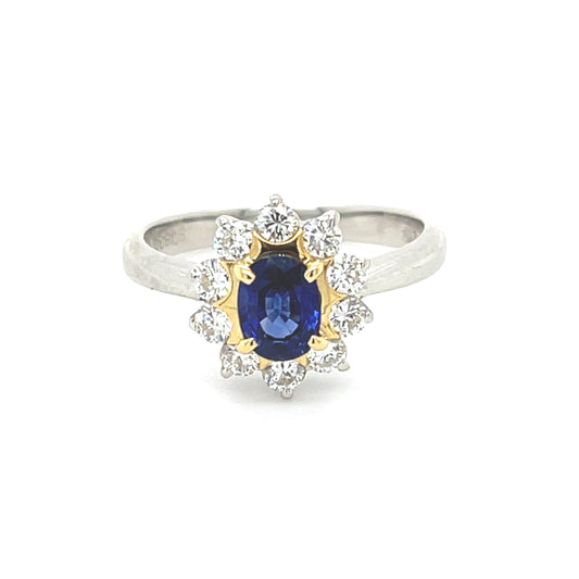 .83ct Sapphire .58ct Diamonds Platinum Ring