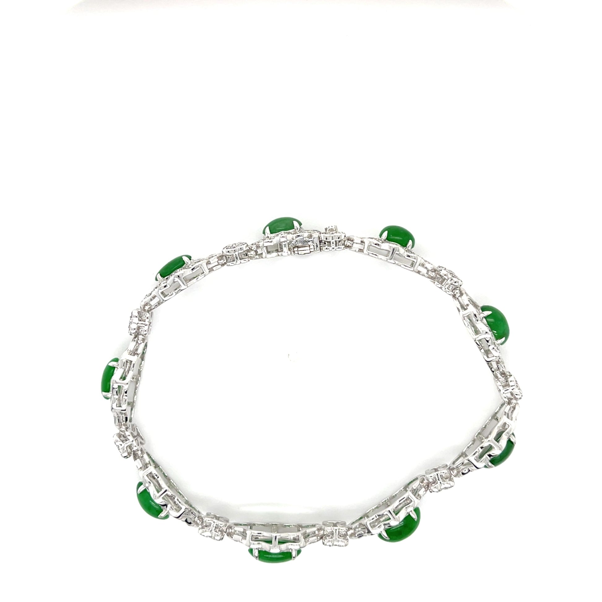 11.74ct Jade 2.32ct Diamond Platinum Bracelet