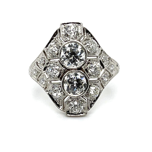 Original Art Deco .80ct CD 1.20ct SD Platinum Ring