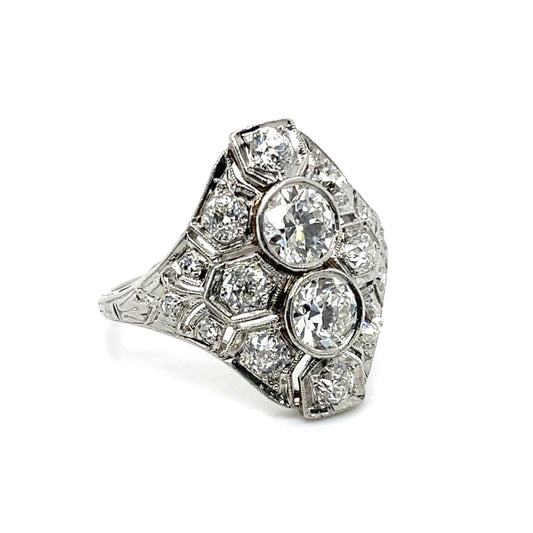 Original Art Deco .80ct CD 1.20ct SD Platinum Ring