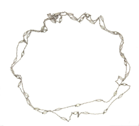 Original Art Deco .60ct Diamond Platinum Handmade Necklace (Vintage 1930s)