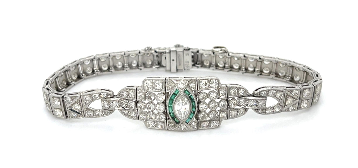 Original Art Deco 5.50ct Diamond Platinum Bracelet (Antique 1920s)