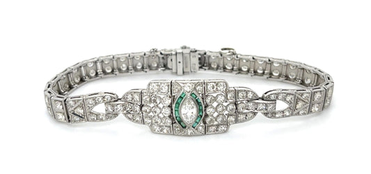 Original Art Deco 5.50ct Diamond Platinum Bracelet (Antique 1920s)