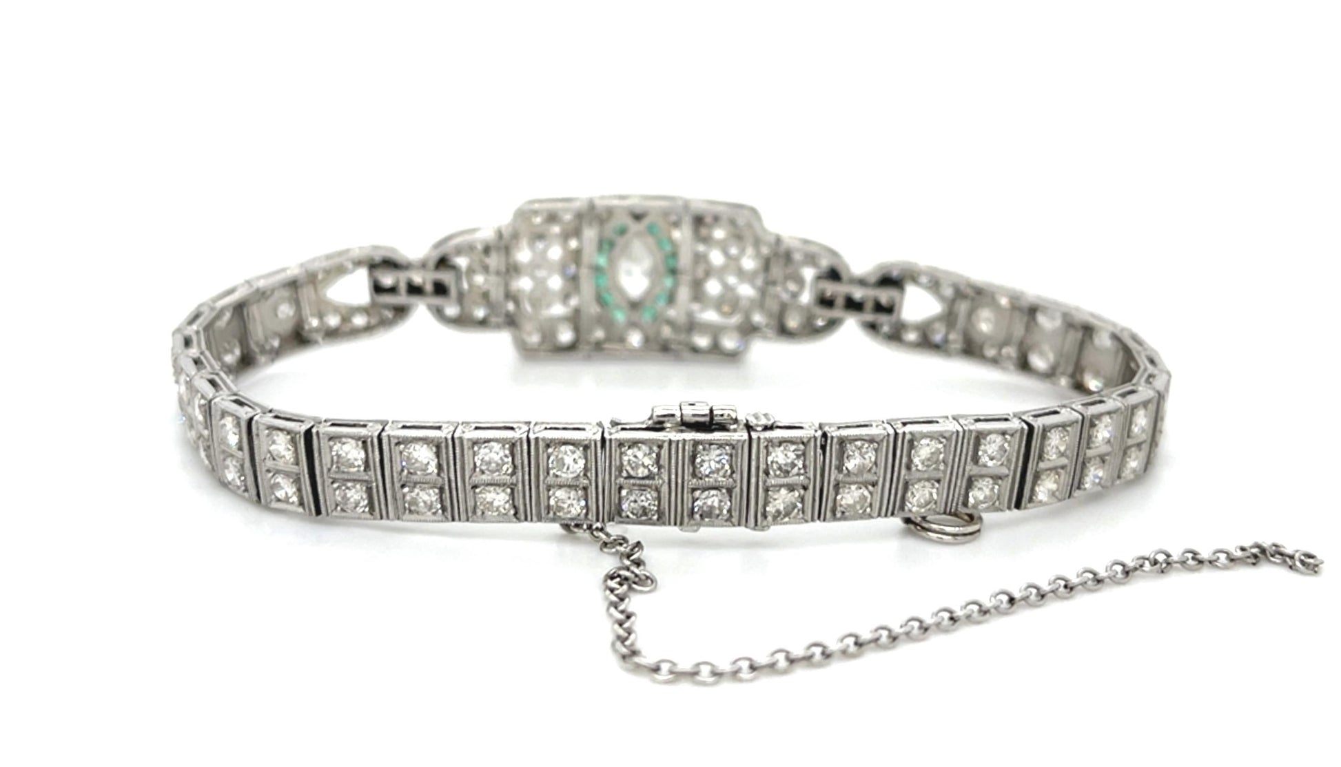 Original Art Deco 5.50ct Diamond Platinum Bracelet (Antique 1920s)