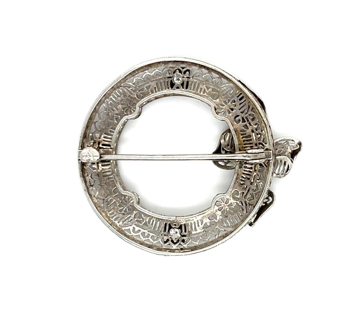 Original Art Deco .44ct Diamond 14KW Brooch (Vintage 1930s)