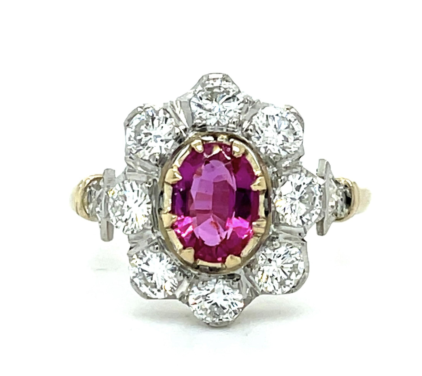 1.09ct Oval Ruby Platinum+18KY Ring