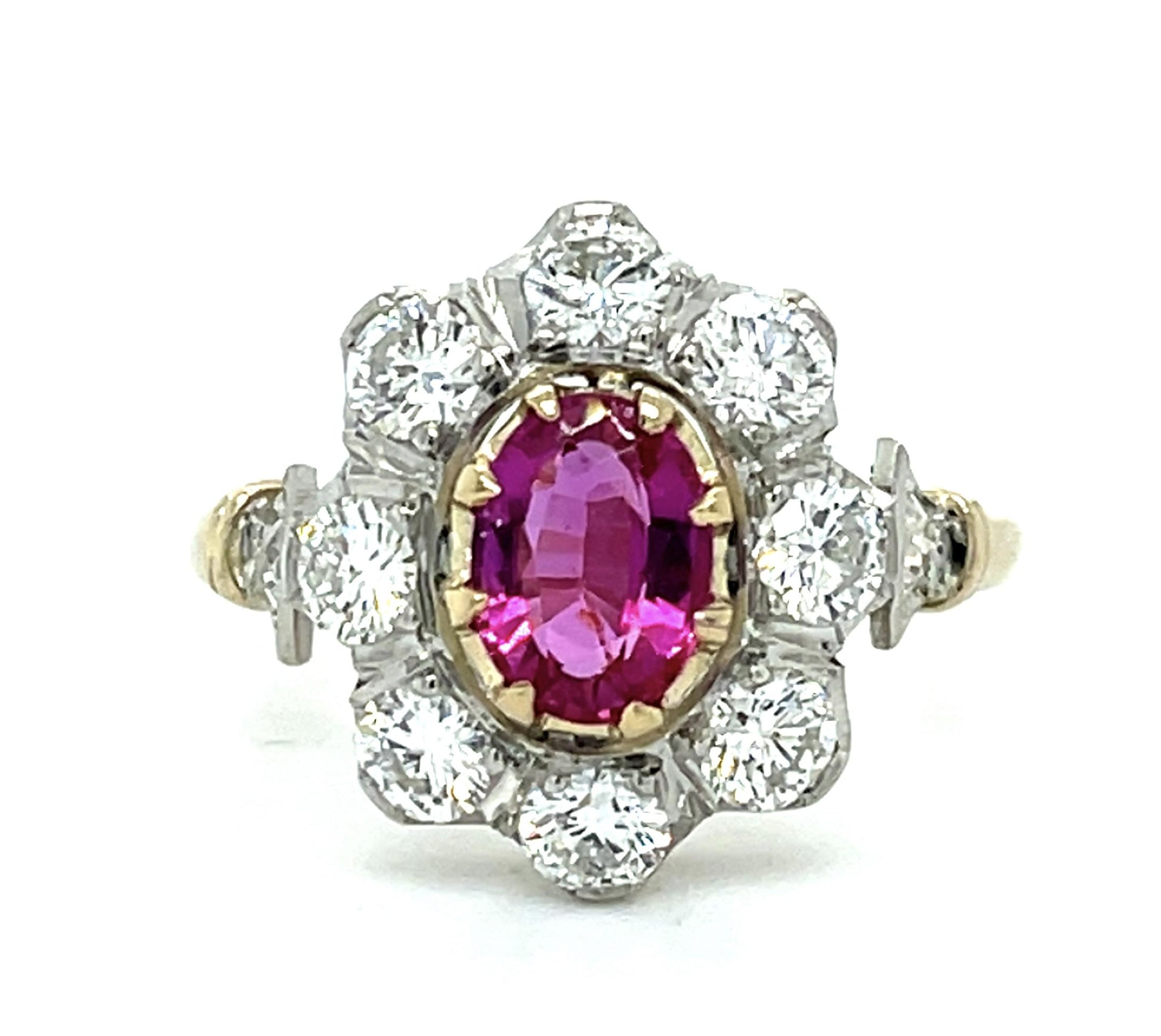 1.09ct Oval Ruby Platinum+18KY Ring
