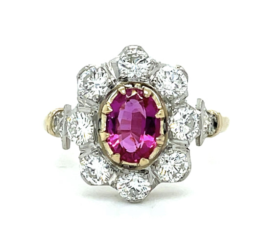 1.09ct Oval Ruby Platinum+18KY Ring